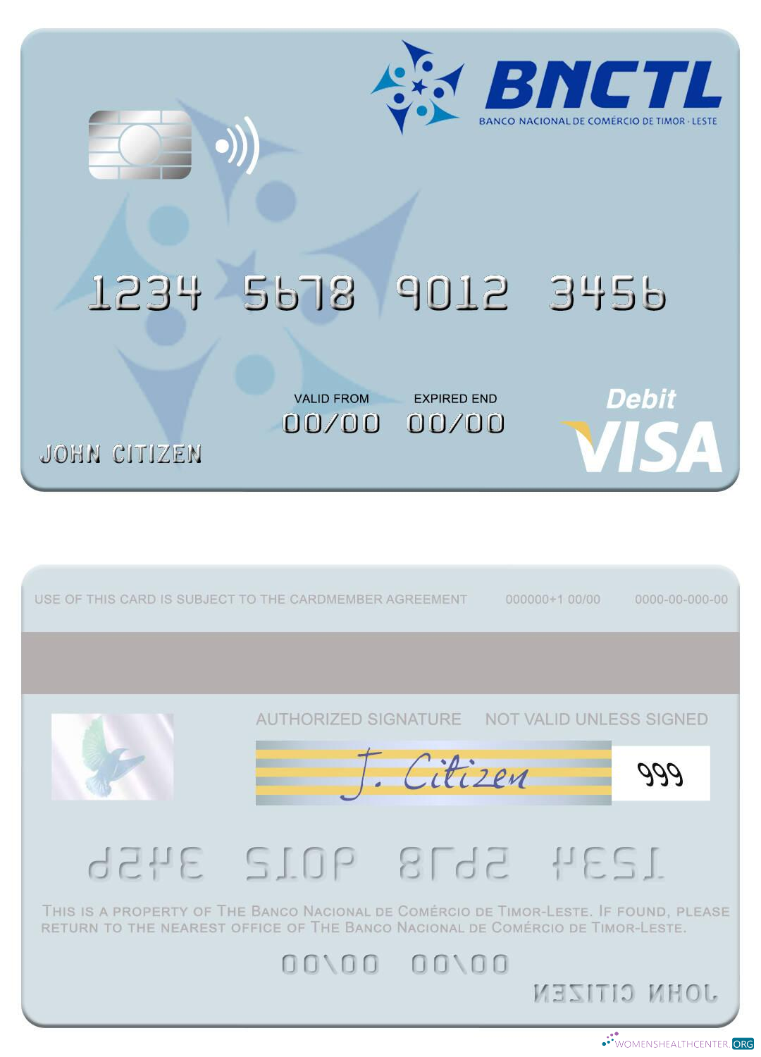 Download Timor Leste Banco Nacional de Comércio de Timor Leste visa debit card Photoshop template